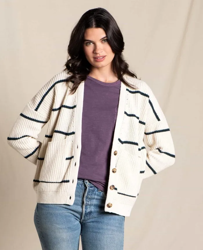 Women039s Bianca Cardigan Almond Stripe ToadandCo Sweaters
