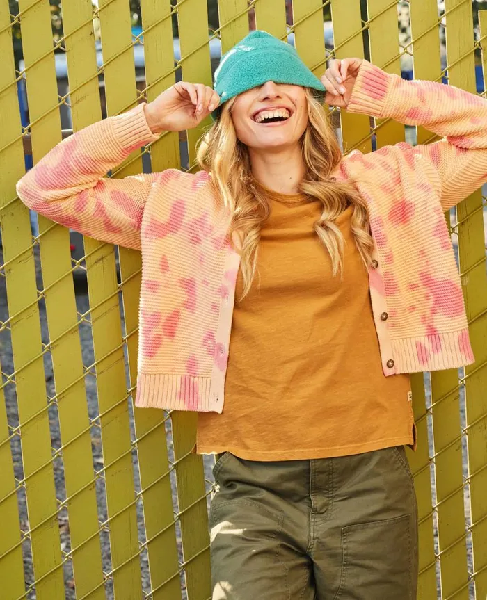 Women039s Bianca Crew Cardigan Taffy Tie Dye ToadandCo Sweaters