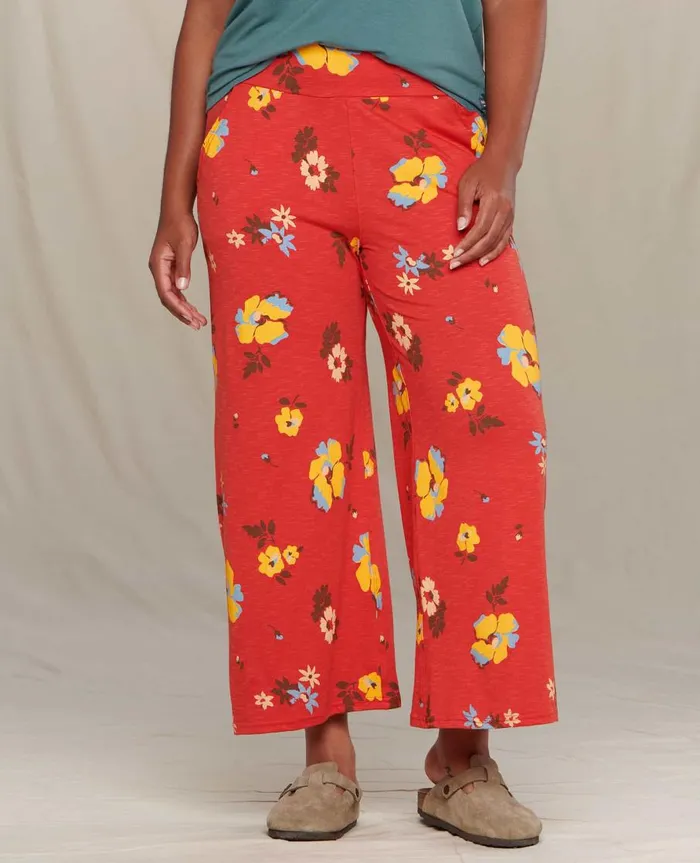 Women039s Chaka Wide Leg Pant Winterberry Floral Print ToadandCo Pants