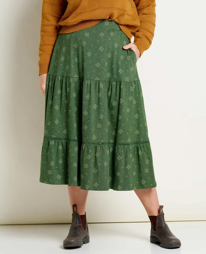 Women039s Marigold Tiered Midi Skirt Pasture Geo Print ToadandCo Skirts and Skorts