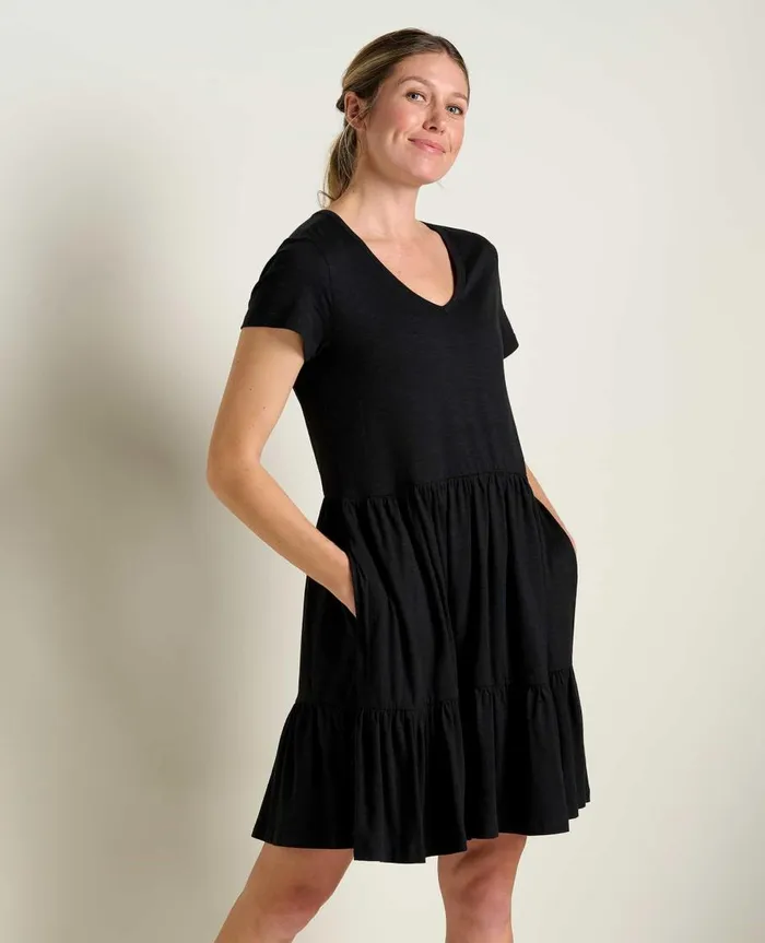Women039s Marley Tiered Short Sleeve Dress Black ToadandCo Dresses