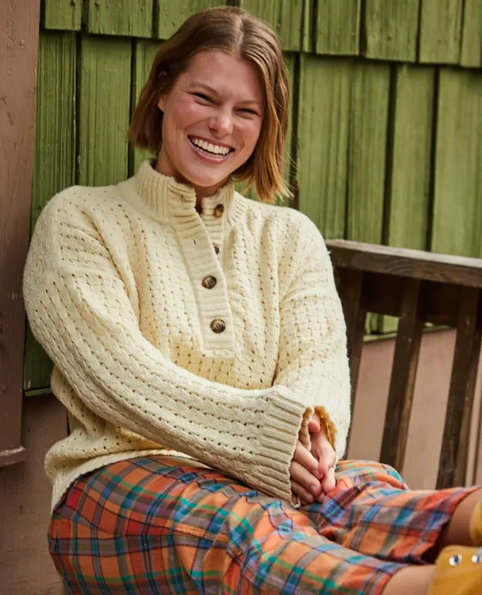 Women039s Moss Point Henley Sweater Oatmeal Heather ToadandCo Sweaters