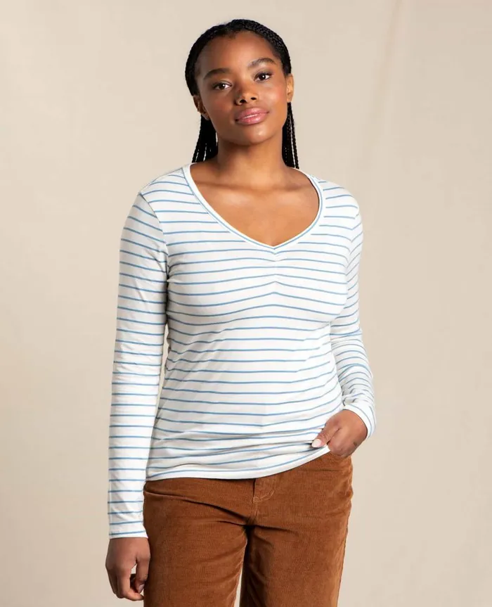 Women039s Rose Long Sleeve Tee Egret Stripe ToadandCo Tops and TShirts