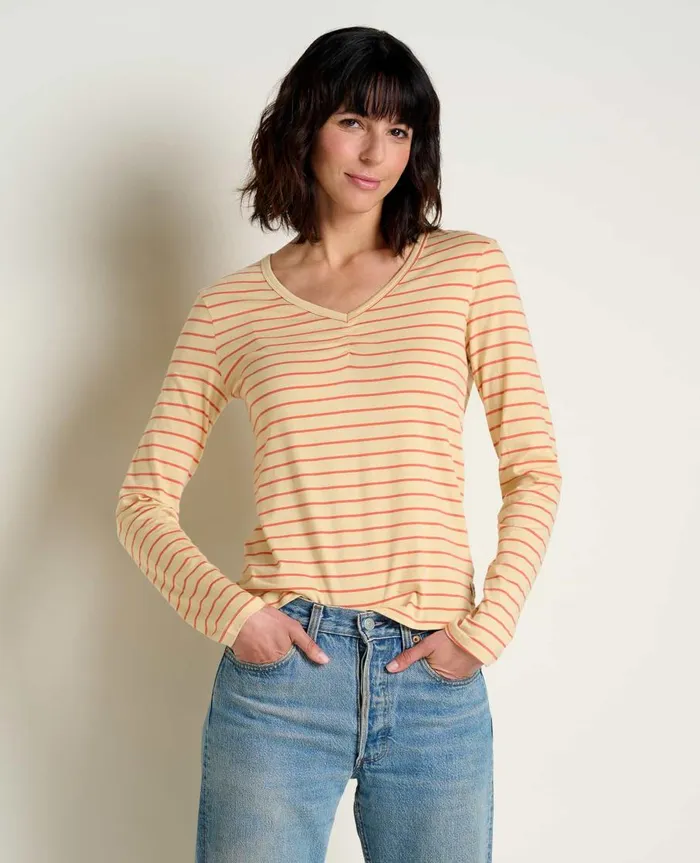 Women039s Rose Long Sleeve Tee Papaya Bold Stripe ToadandCo Tops and TShirts