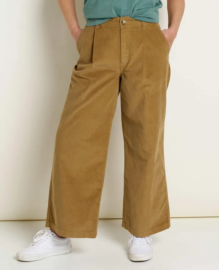 Women039s Scouter Cord Pleated Pull On Pant Honey Brown ToadandCo Pants