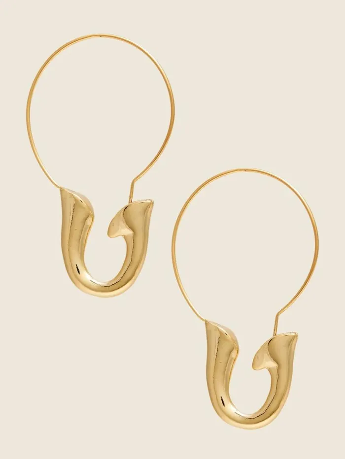 Women 14K GoldPlated Hook Hoop Earring Silvergold Marciano Accessories