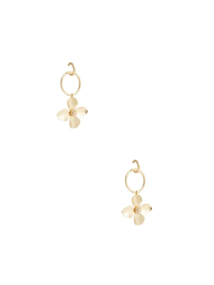 Women 14K GoldPlated Huggie Hoop Floral Earring Silvergold Marciano Accessories Women 14K GoldPlated Huggie Hoop Floral Earring Silvergold Marciano Accessories