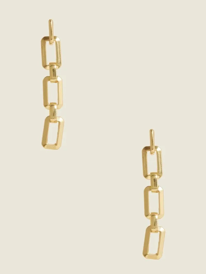 Women 14K GoldPlated Link Drop Earring Silvergold Marciano Accessories