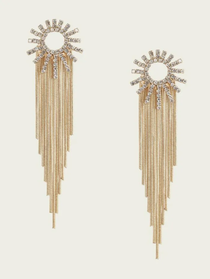 Women 14K GoldPlated Sunburst Fringe Earring Silvergold Marciano Accessories