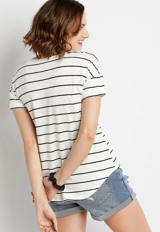 Women 247 Black And White Striped Tee Maurices Tops