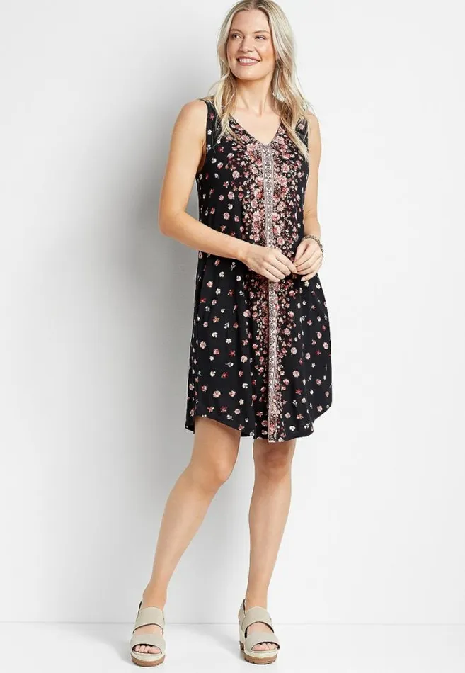 Women 247 Black Floral Double VNeck Shift Dress Maurices Dresses and Jumpsuits Women 247 Black Floral Double VNeck Shift Dress Maurices Dresses and Jumpsuits