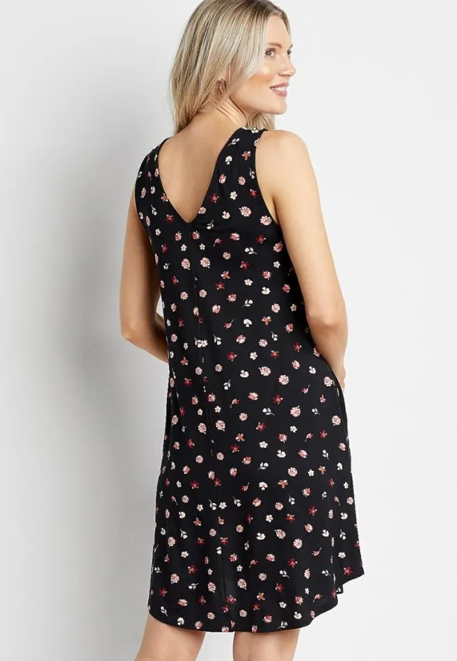 Women 247 Black Floral Double VNeck Shift Dress Maurices Dresses and Jumpsuits