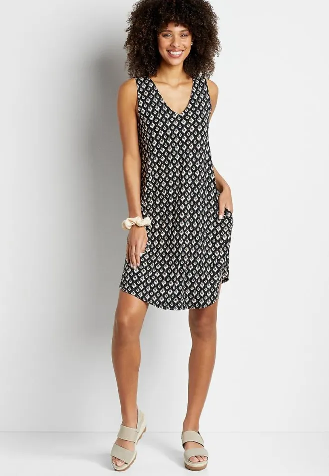 Women 247 Black Mixed Print Shift Dress Maurices Dresses and Jumpsuits