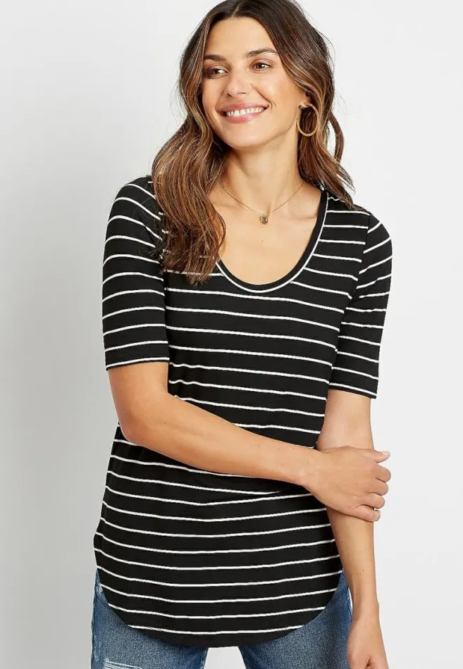 Women 247 Black Striped Flawless Tee Maurices Tops