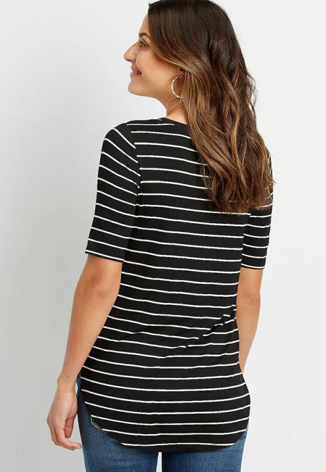 Women 247 Black Striped Flawless Tee Maurices Tops