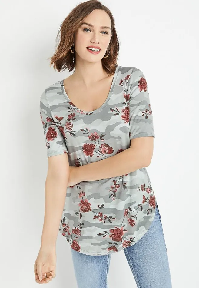 Women 247 Camo Floral Flawless Tee Maurices Tops