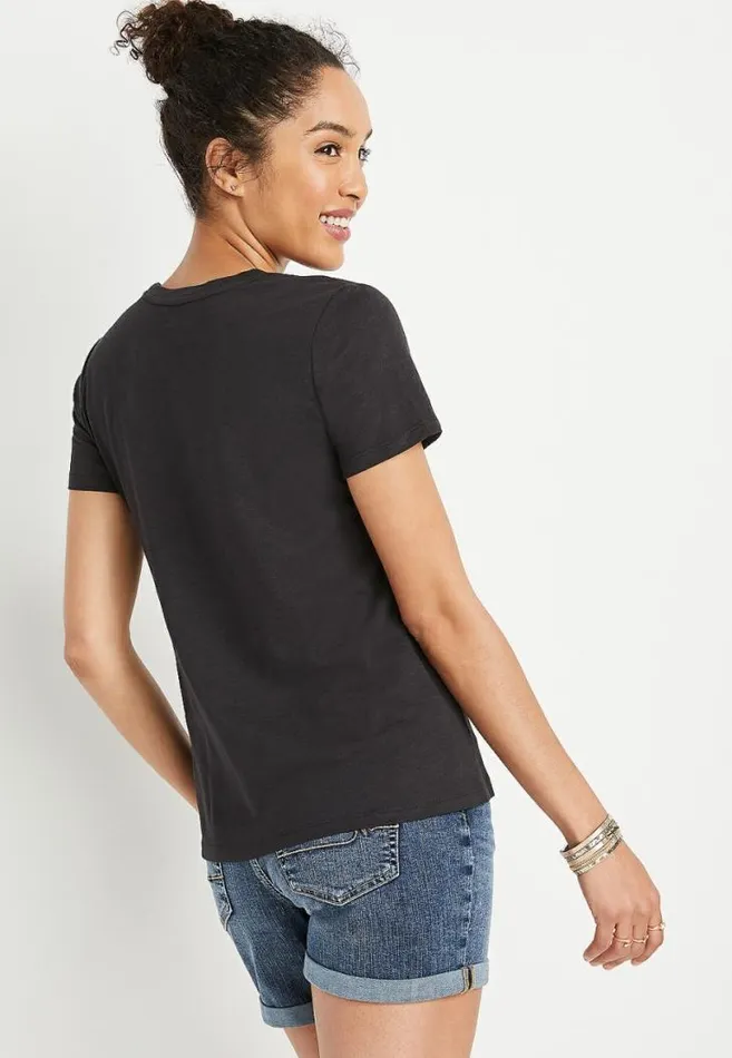 Women 247 Dark Gray Front Knot Short Sleeve Top Maurices Tops