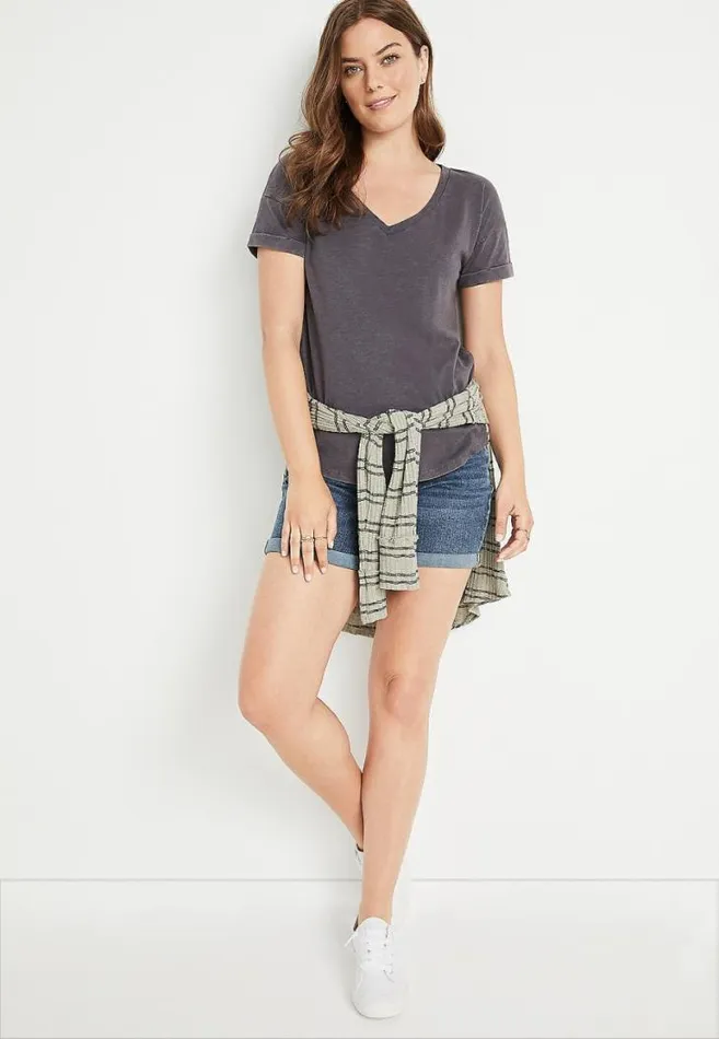 Women 247 Gray Drop Shoulder Tee Maurices Tops