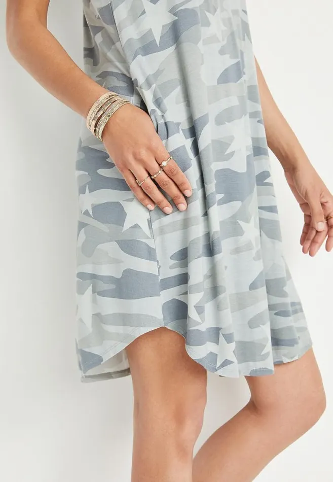 Women 247 Green Star Camo Shift Dress Maurices Dresses and Jumpsuits