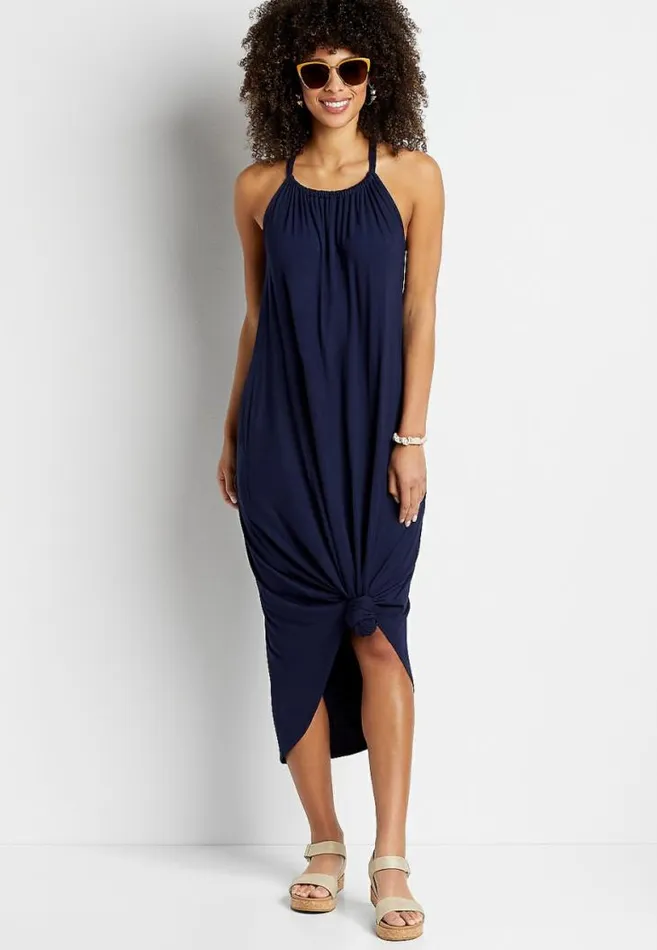 Women 247 Navy Halter Neck Maxi Dress Maurices Dresses and Jumpsuits