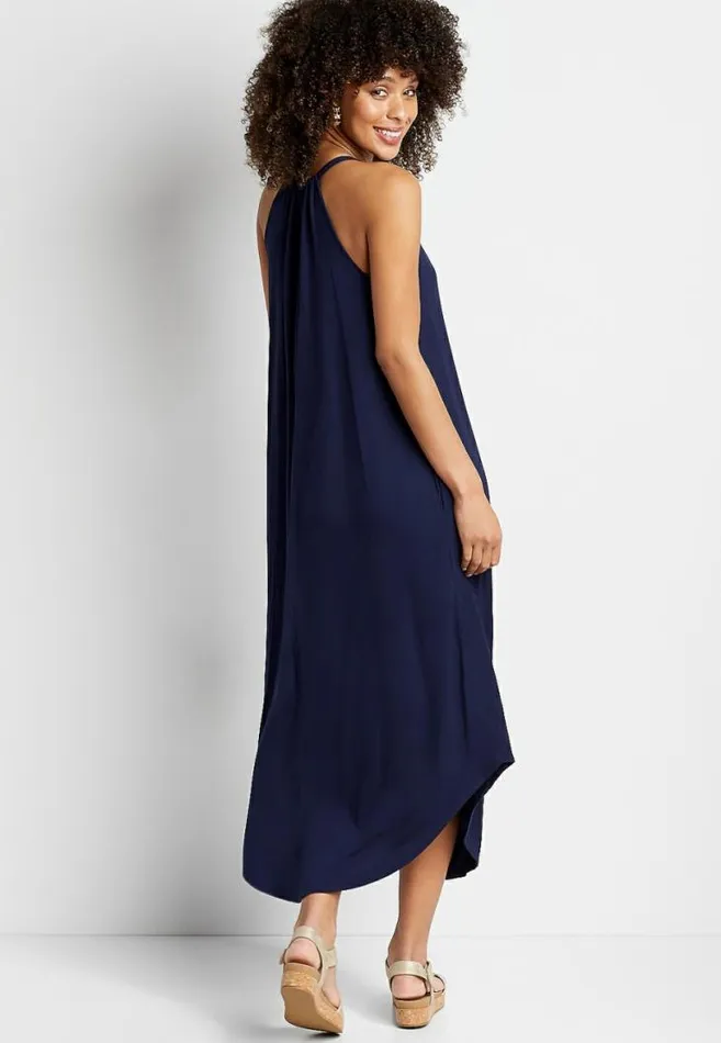 Women 247 Navy Halter Neck Maxi Dress Maurices Dresses and Jumpsuits