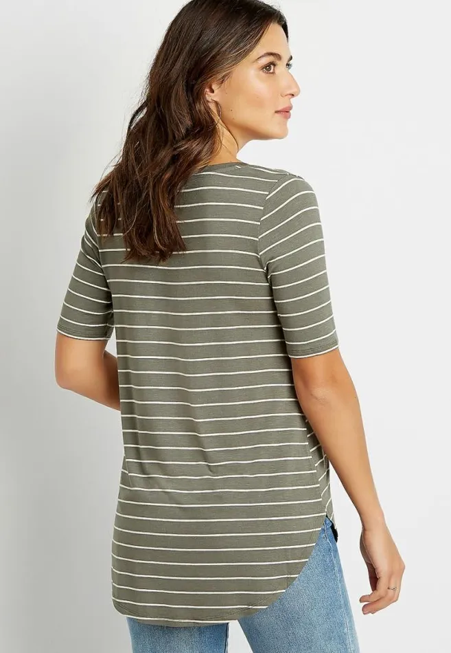 Women 247 Olive Stripe Flawless Tee Maurices Tops