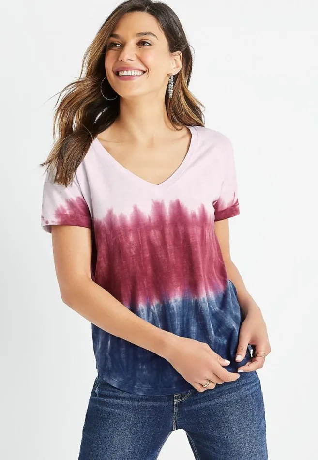 Women 247 Ombre Tie Dye Drop Shoulder Tee Maurices Tops