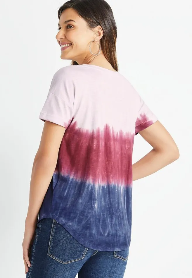 Women 247 Ombre Tie Dye Drop Shoulder Tee Maurices Tops