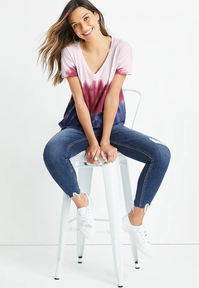 Women 247 Ombre Tie Dye Drop Shoulder Tee Maurices Tops