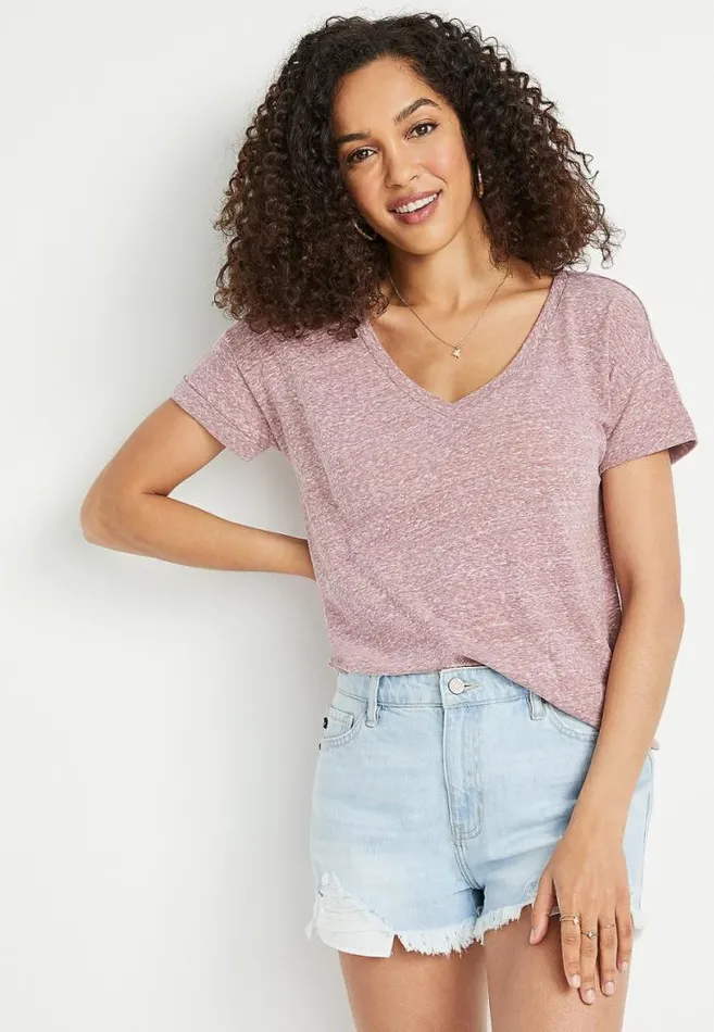 Women 247 Pink Drop Shoulder Tee Maurices Tops