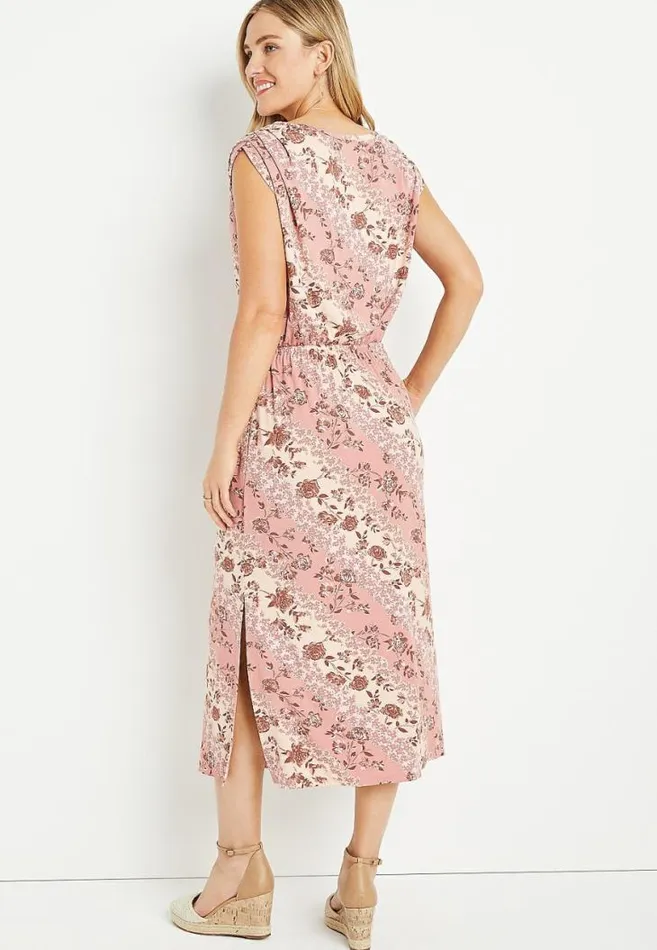 Women 247 Pink Floral Boyfriend Midi Dress Maurices Dresses and Jumpsuits