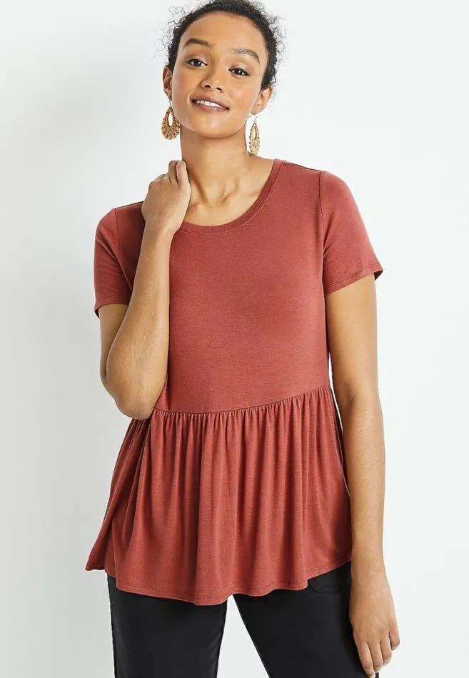Women 247 Solid Babydoll Tee Maurices Tops
