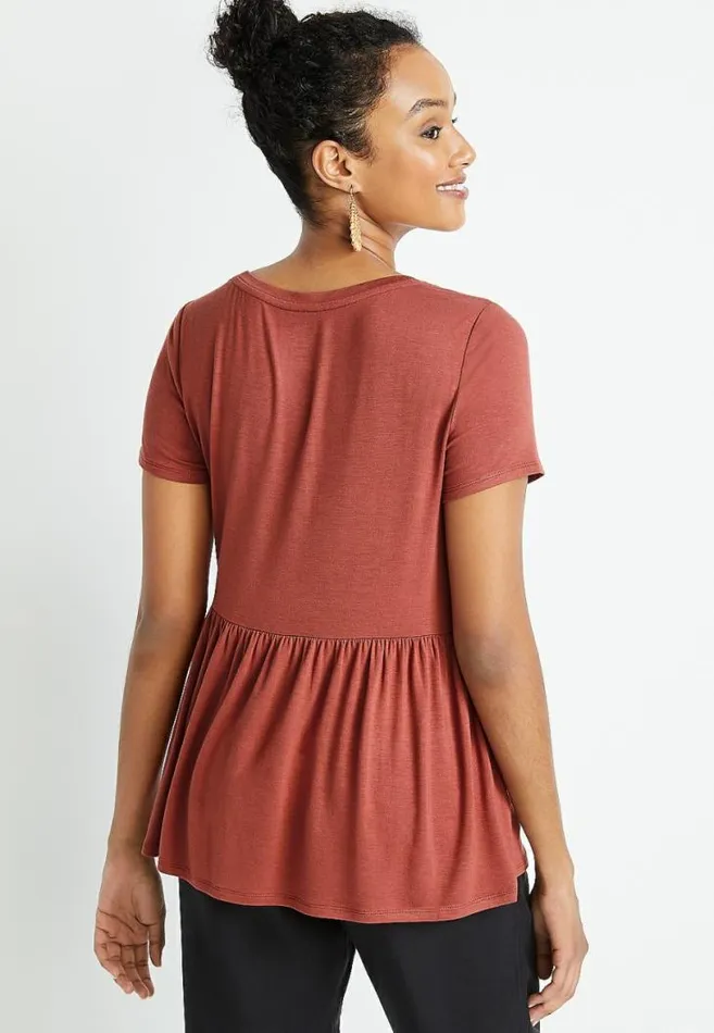 Women 247 Solid Babydoll Tee Maurices Tops