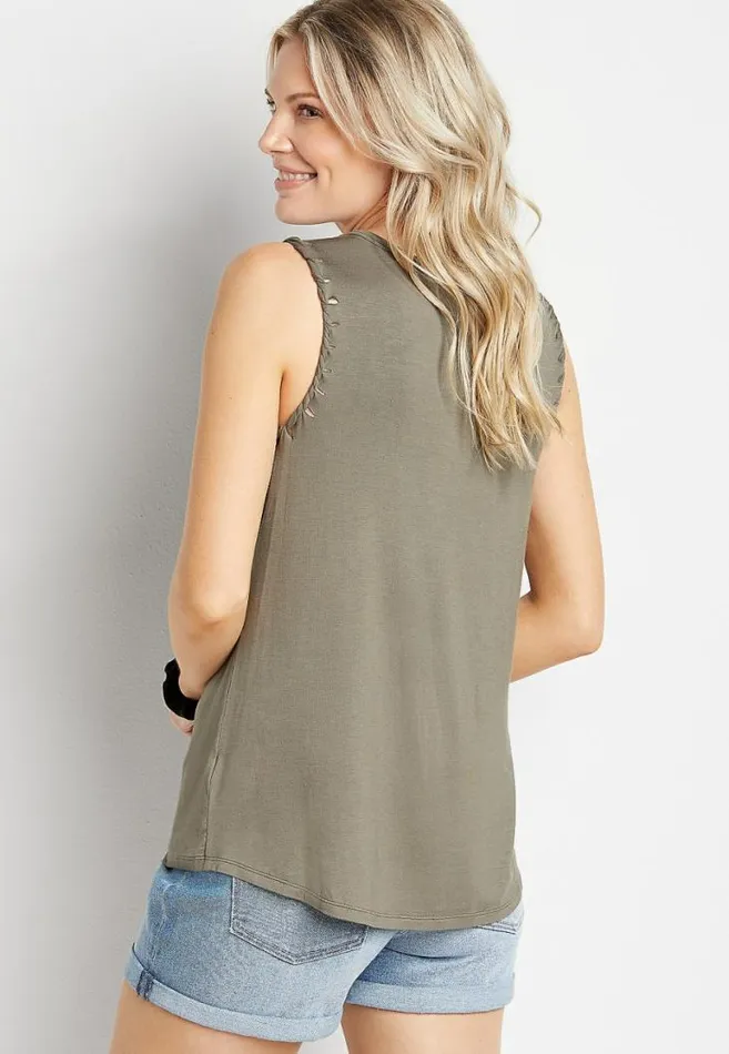 Women 247 Solid Braided Arm Tank Top Maurices Tops
