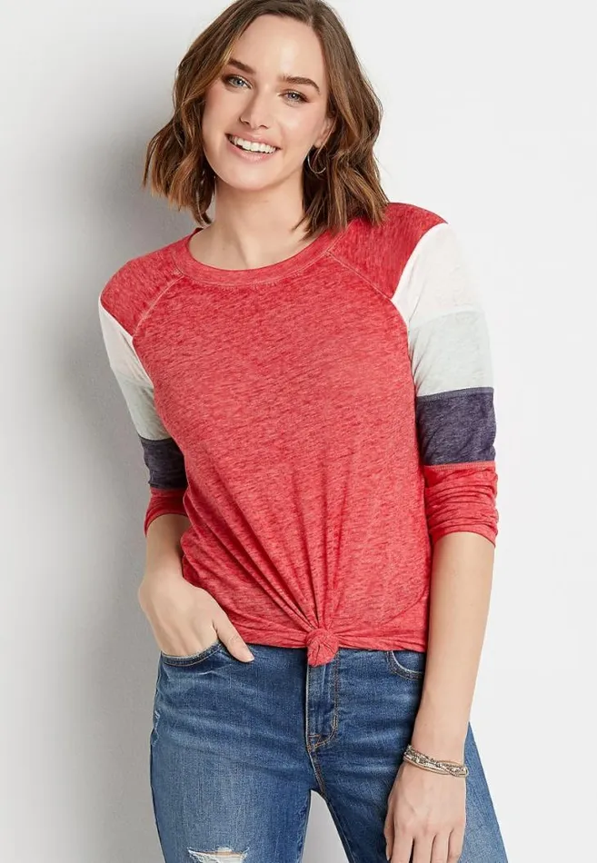 Women 247 Striped Baseball Tee Maurices Tops