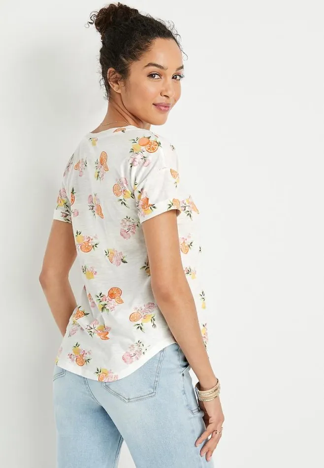 Women 247 White Fruit Drop Shoulder Tee Maurices Tops
