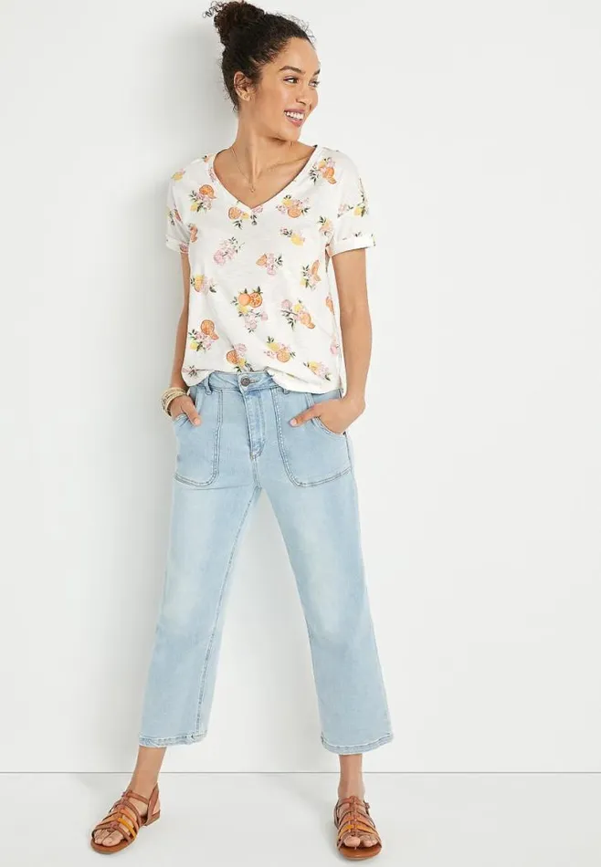 Women 247 White Fruit Drop Shoulder Tee Maurices Tops