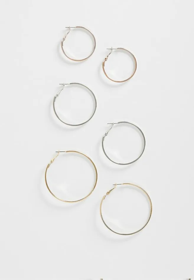 Women 3 Piece Hoop Earring Set Maurices Jewelry