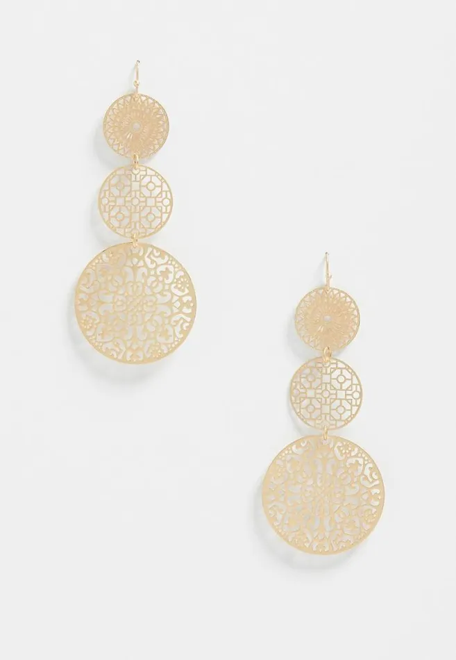 Women 3 Tier Medallion Drop Earring Maurices Jewelry