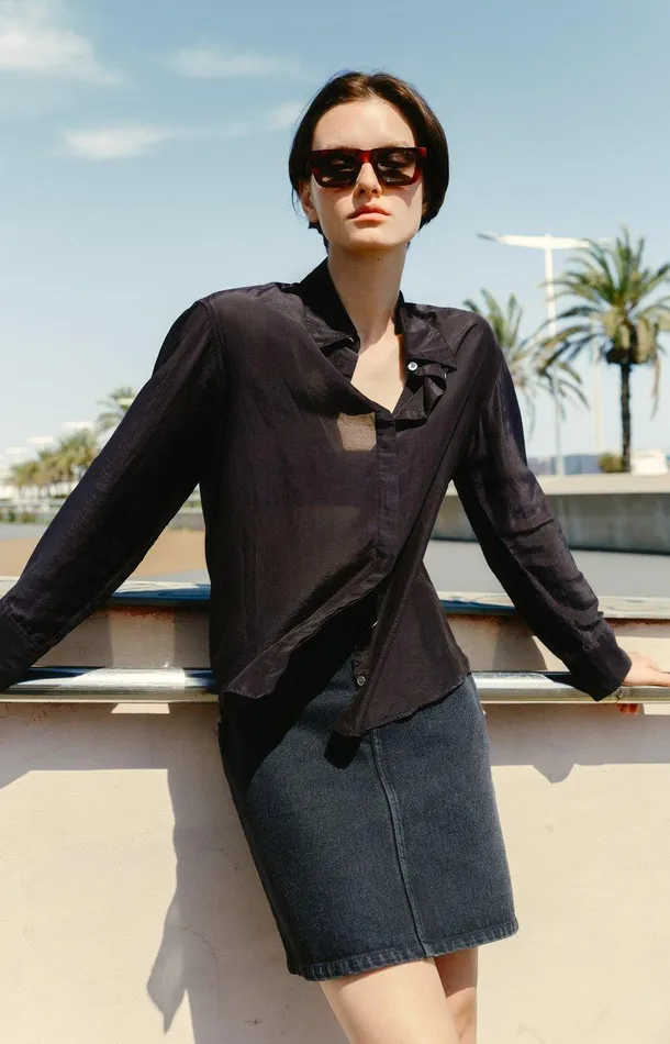 Women A Day039s March Shirts Savoy Sheer Silk Shirt