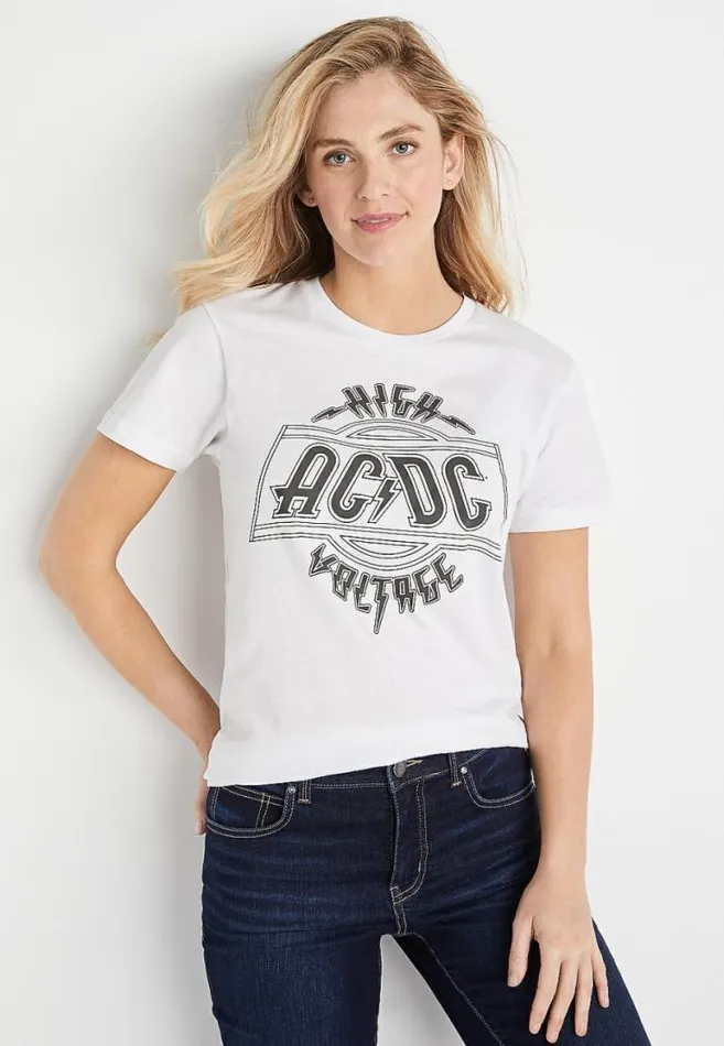 Women Acdc Oversized Graphic Tee Maurices Tops