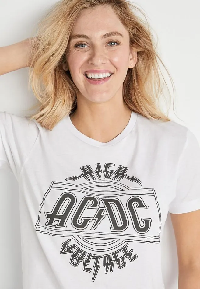 Women Acdc Oversized Graphic Tee Maurices Tops