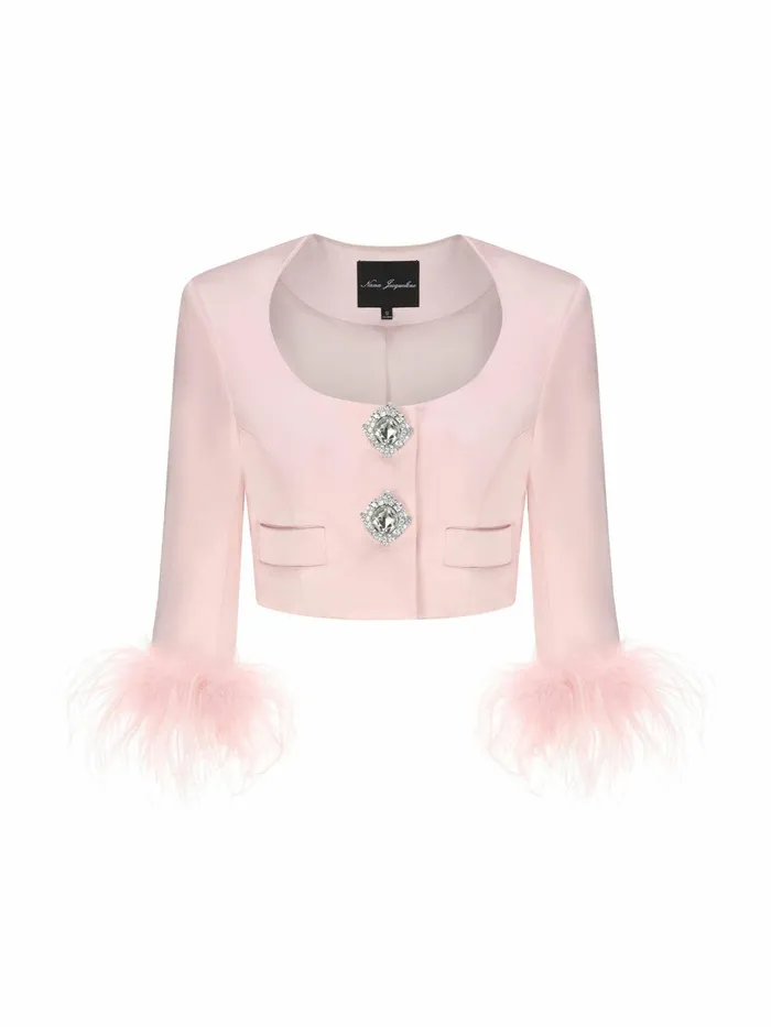 Women Ambre Satin Feather Top Nana Jacqueline Tops