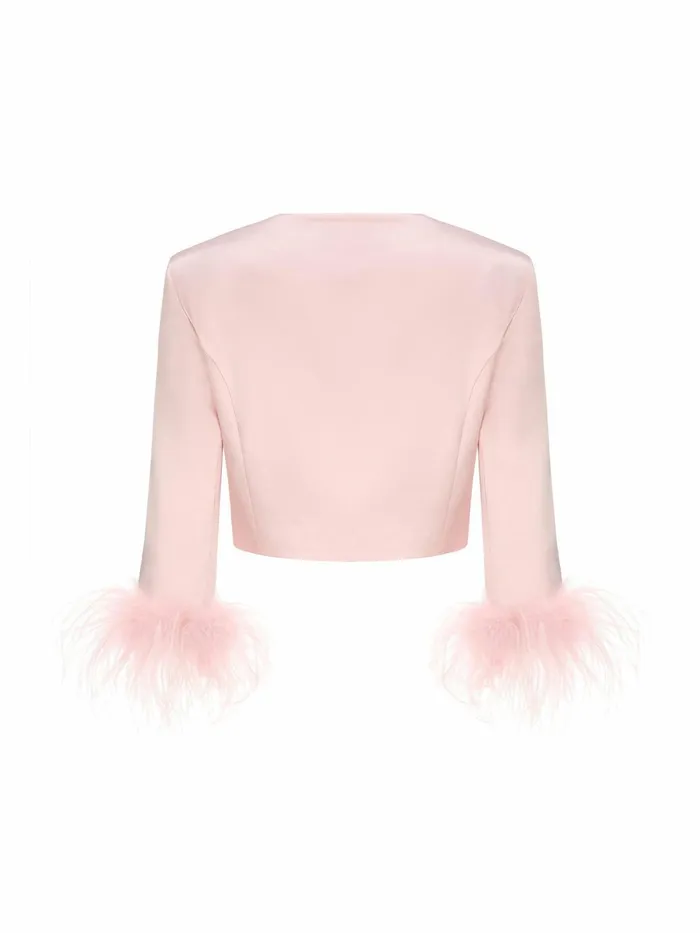Women Ambre Satin Feather Top Nana Jacqueline Tops