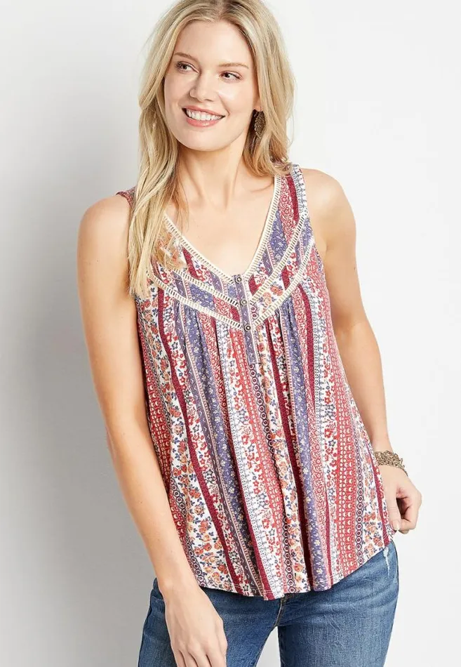 Women Americana Henley Tank Top Maurices Tops