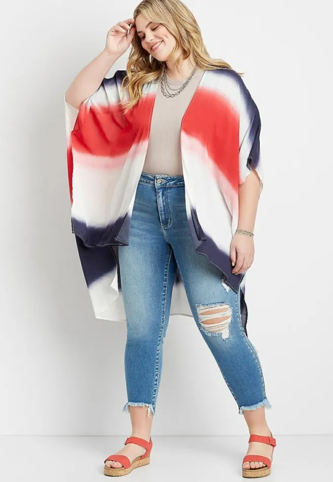 Women Americana Tie Dye Ruana Maurices Tops
