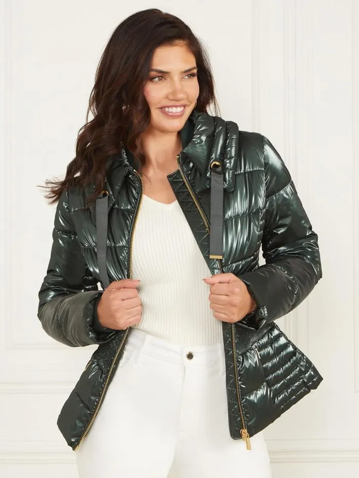 Women Annie Puffer Jacket Chenille Green Marciano Jackets