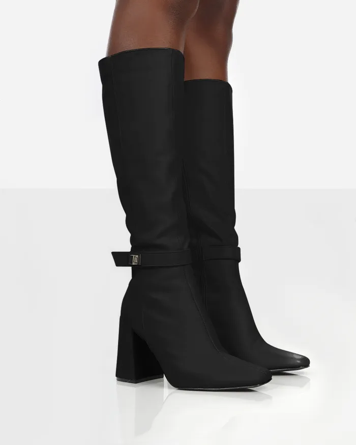 Women Apologetic Black Pu Over The Knee Block Heel Boots Black Public Desire Long Boots Women Apologetic Black Pu Over The Knee Block Heel Boots Black Public Desire Long Boots