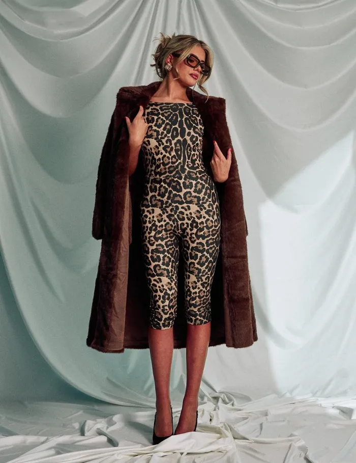 Women Backless Capri Pant Jumpsuit Leopard Leopard Public Desire Jumpsuits and Playsuits