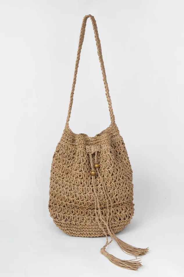 Women Bags Cupshe Aurin Braided Brown Vacation Shoulder Bag Linen